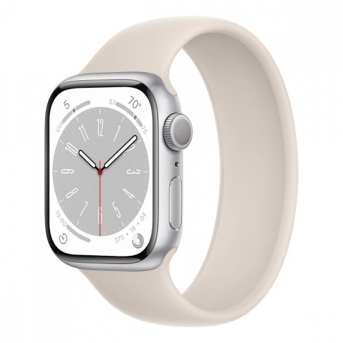 Смарт-часы Apple Watch S8, 45 mm, корпус из алюминия серебристого цвета, ремешок цвета «сияющая звезда»