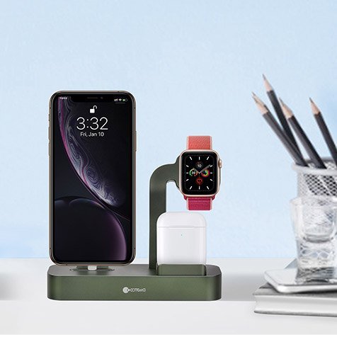 Док-станция COTEetCI 3-in-1 Multifunction Charging Stand Base29 для iPhone/Apple Watch/AirPods Pro Зелёная (CS7211-GR)