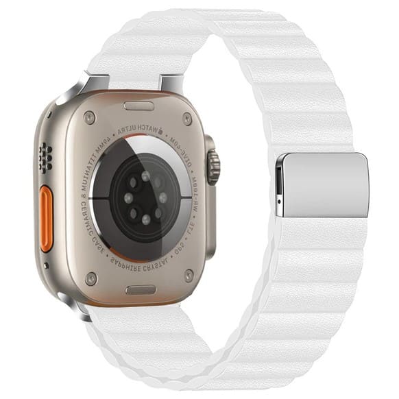 Ремешок кожаный Leather Loop Ultra для Apple Watch 42/44/45/49 мм, 235мм, на магните, белый