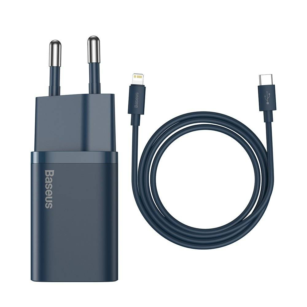 Зарядное устройство BASEUS Super Si USB-C + Кабель Type-C-Lightning 3A Синий (TZCCSUP-B03)