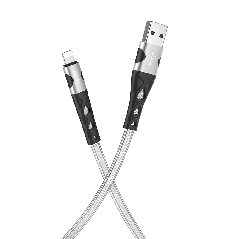 Кабель USB Hoco U105 USB - Lightning 2.4A 1.2m Серебро