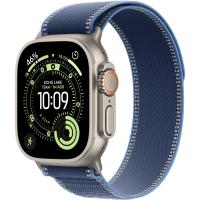 Apple Watch Ultra 3 GPS + Cellular 49mm Natural Titanium Case with Blue/Bright Blue Trail Loop - M/L (MEWU4)