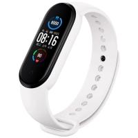 Ремешок силиконовый Sport для Xiaomi Mi Band 5/6/7, 250мм, на кнопке, белый