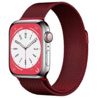 Ремешок миланcкий из нержавеющей стали Milanese Loop для Apple Watch 42/44/45/49 мм, 255мм, на магните, бордовый