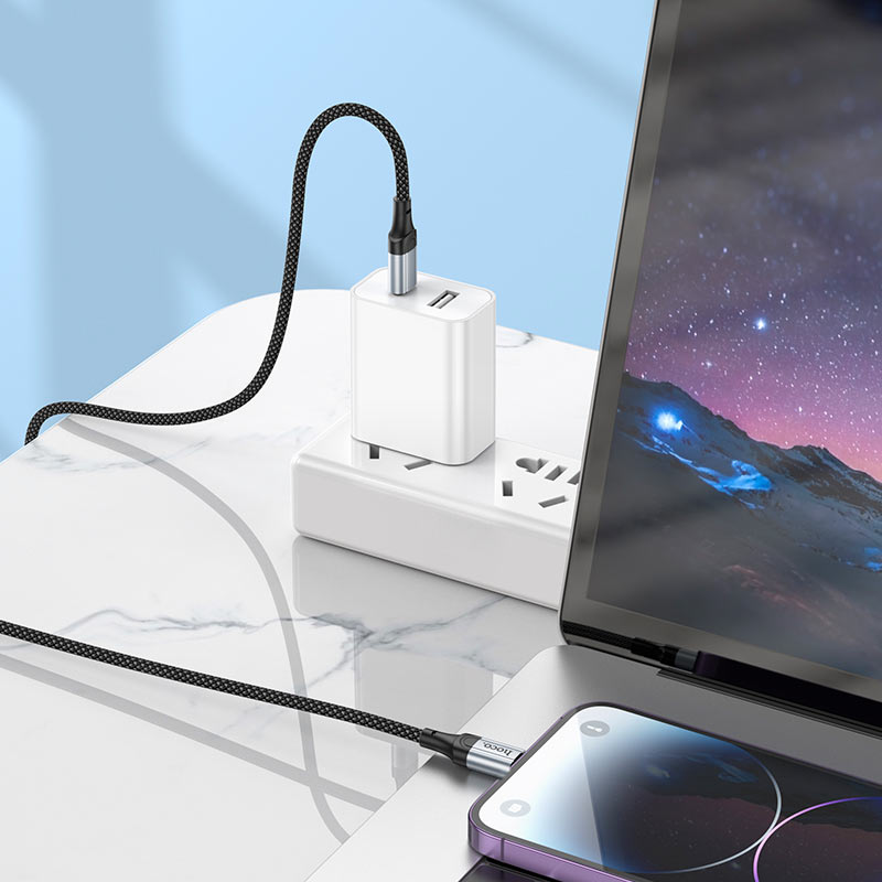 Пример зарядки кабелем Hoco X102 Fresh USB-C — Lightning