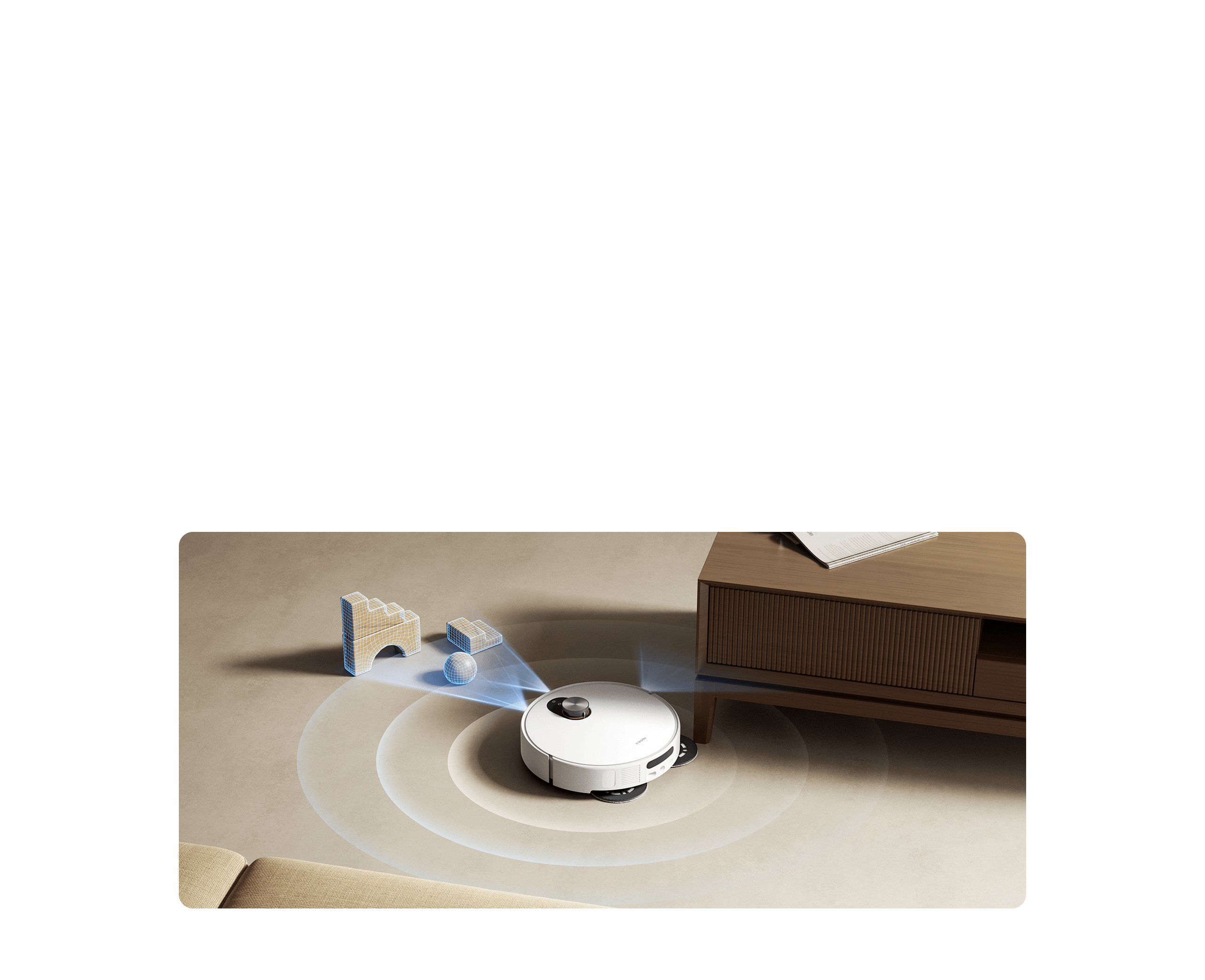 Xiaomi Robot Vacuum 5 обнаруживает предметы перед собой Xiaomi Robot Vacuum 5 обнаруживает предметы перед собой