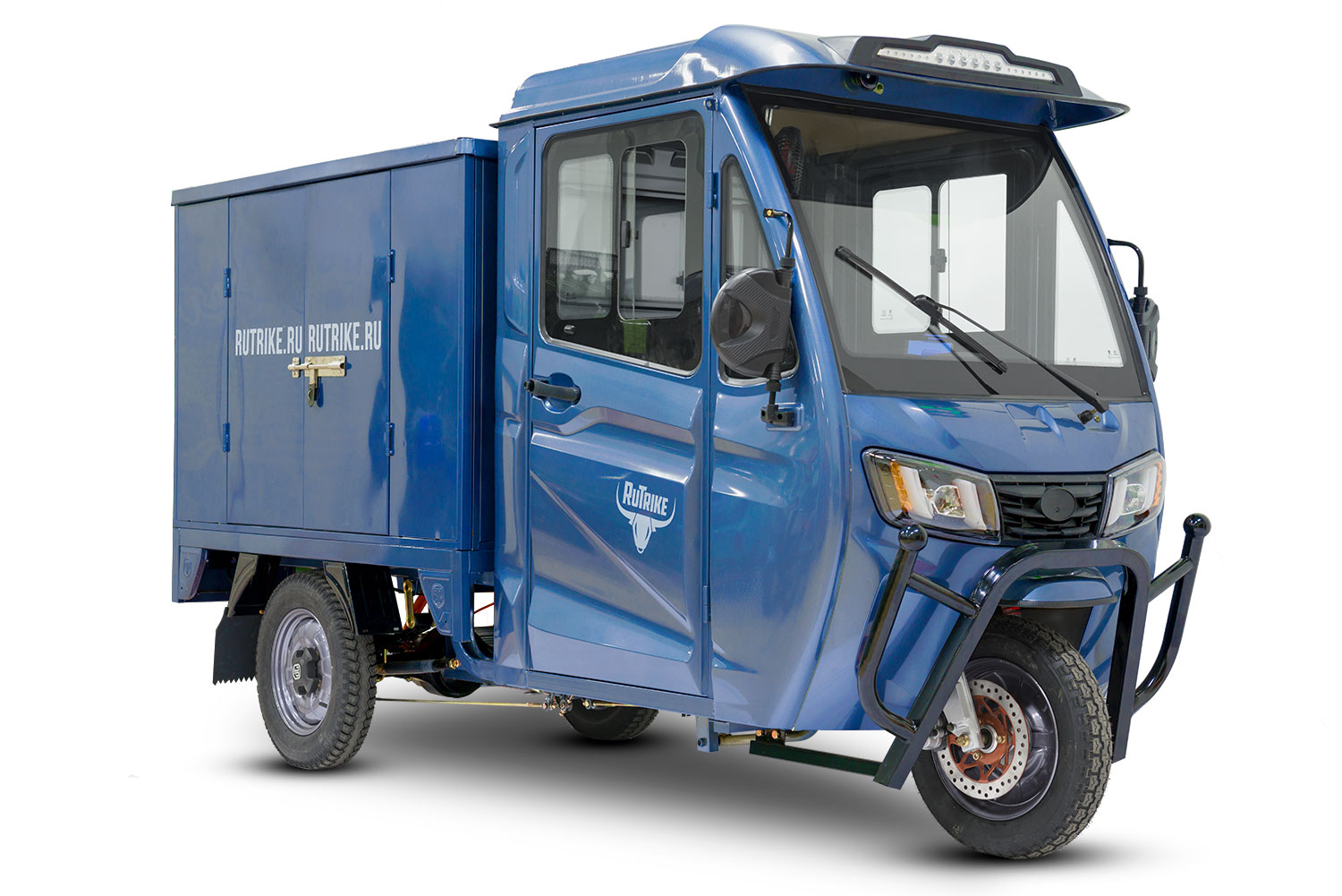 Грузовой электротрицикл Rutrike КАРГО Кабина Дуал NEXT, темно-синий матовый — вид спереди