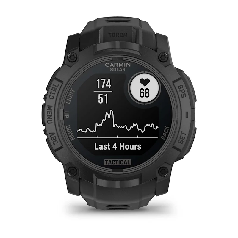 Garmin Instinct 3 Solar Tactical 50 мм — Пульс и график последних четырёх часов: демонстрационные измерения