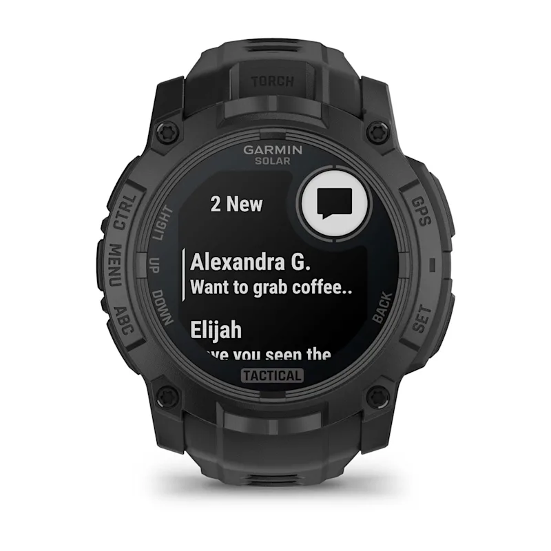 Garmin Instinct 3 Solar Tactical 50 мм — Уведомления подключённого смартфона: демонстрационные сообщения Garmin