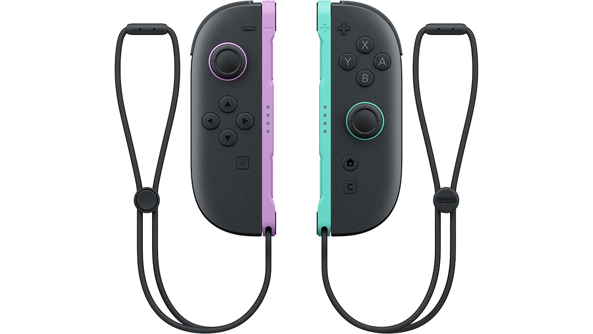 Nintendo Joy-Con 2, светло-фиолетовый и светло-зелёный — комплект с ремешками