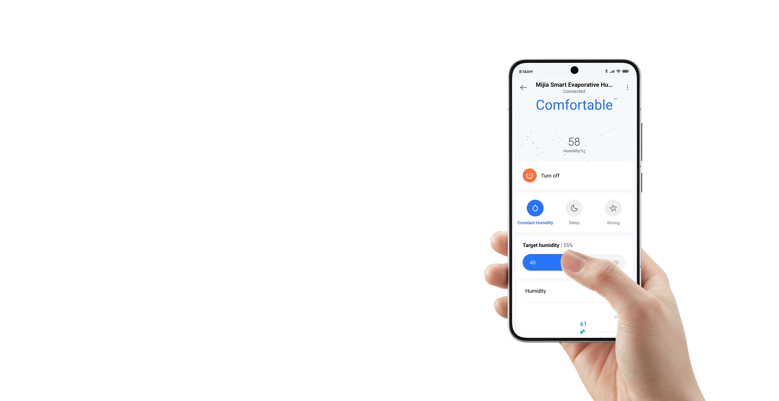 Экран управления увлажнителем в приложении Xiaomi Home