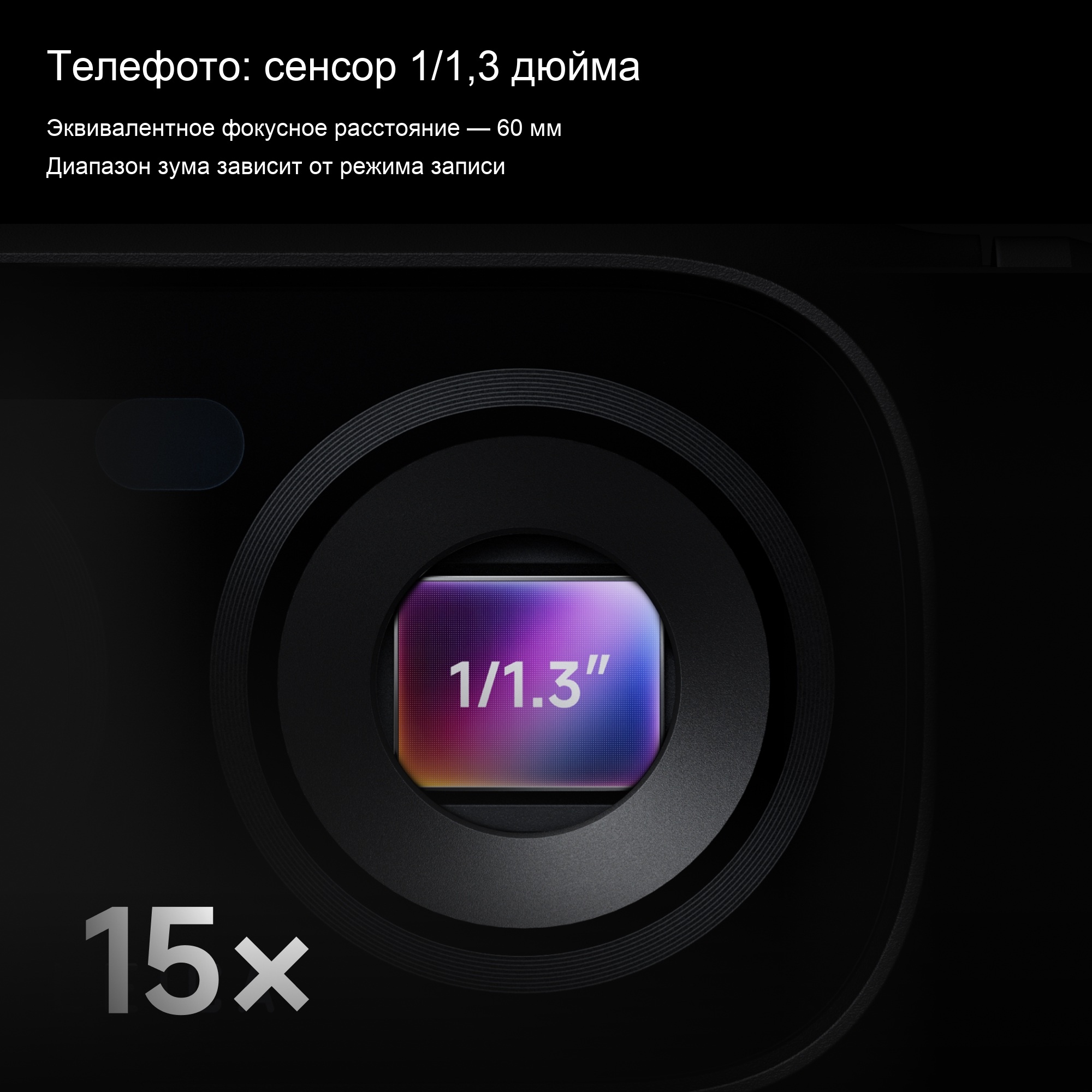Телефото: сенсор 1/1,3 дюйма — Insta360 Luna Ultra