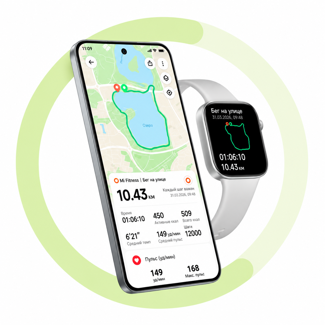 Официальная иллюстрация маршрута GNSS REDMI Watch 6