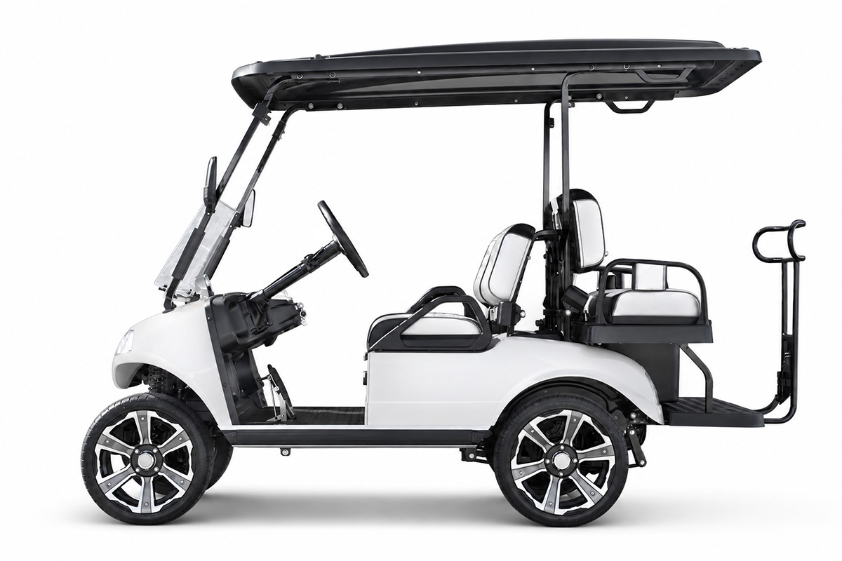 Белый гольфкар Rutrike Classic 4 сбоку — длина 2860 мм