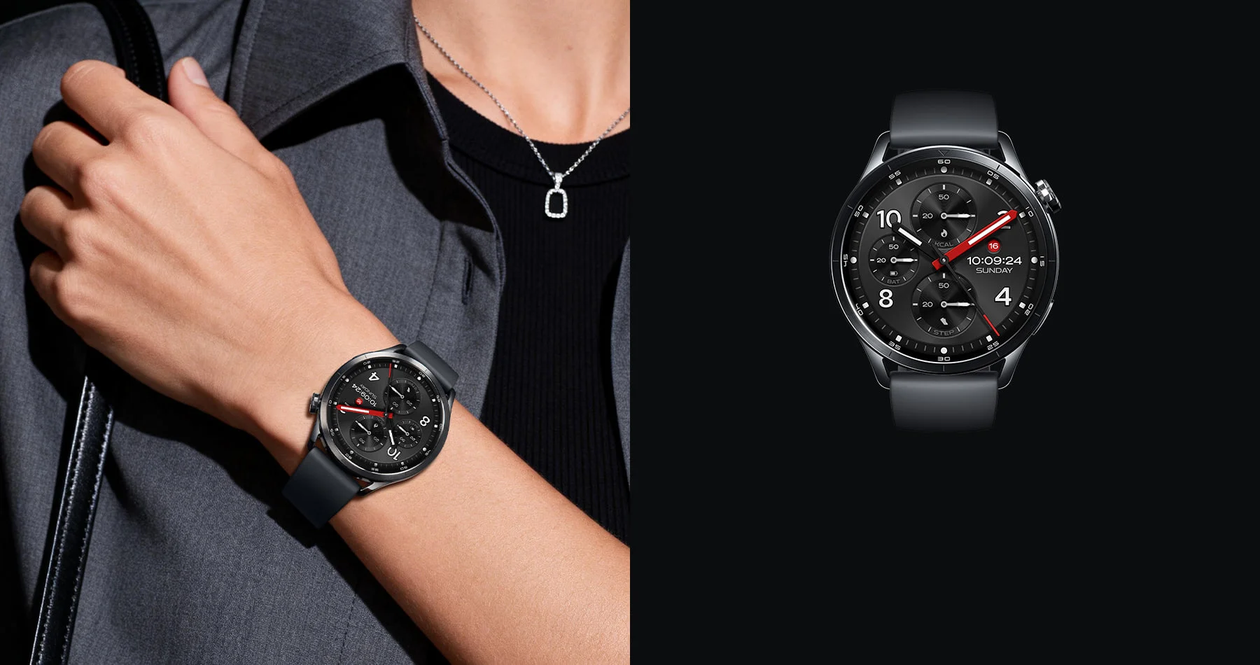 Xiaomi Watch S5 46mm, Чёрный — часы на запястье и крупный вид корпуса