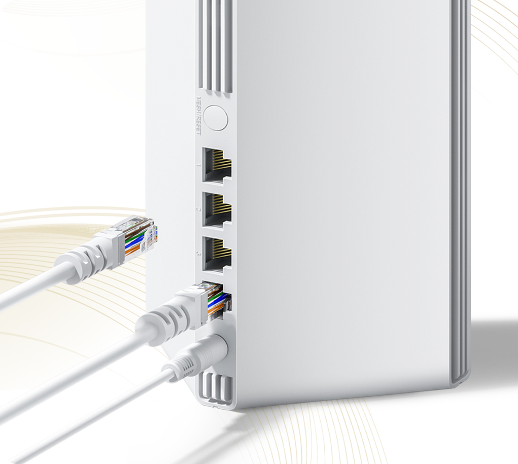 Четыре сетевых порта и разъём питания Xiaomi Mesh System AX3000 NE