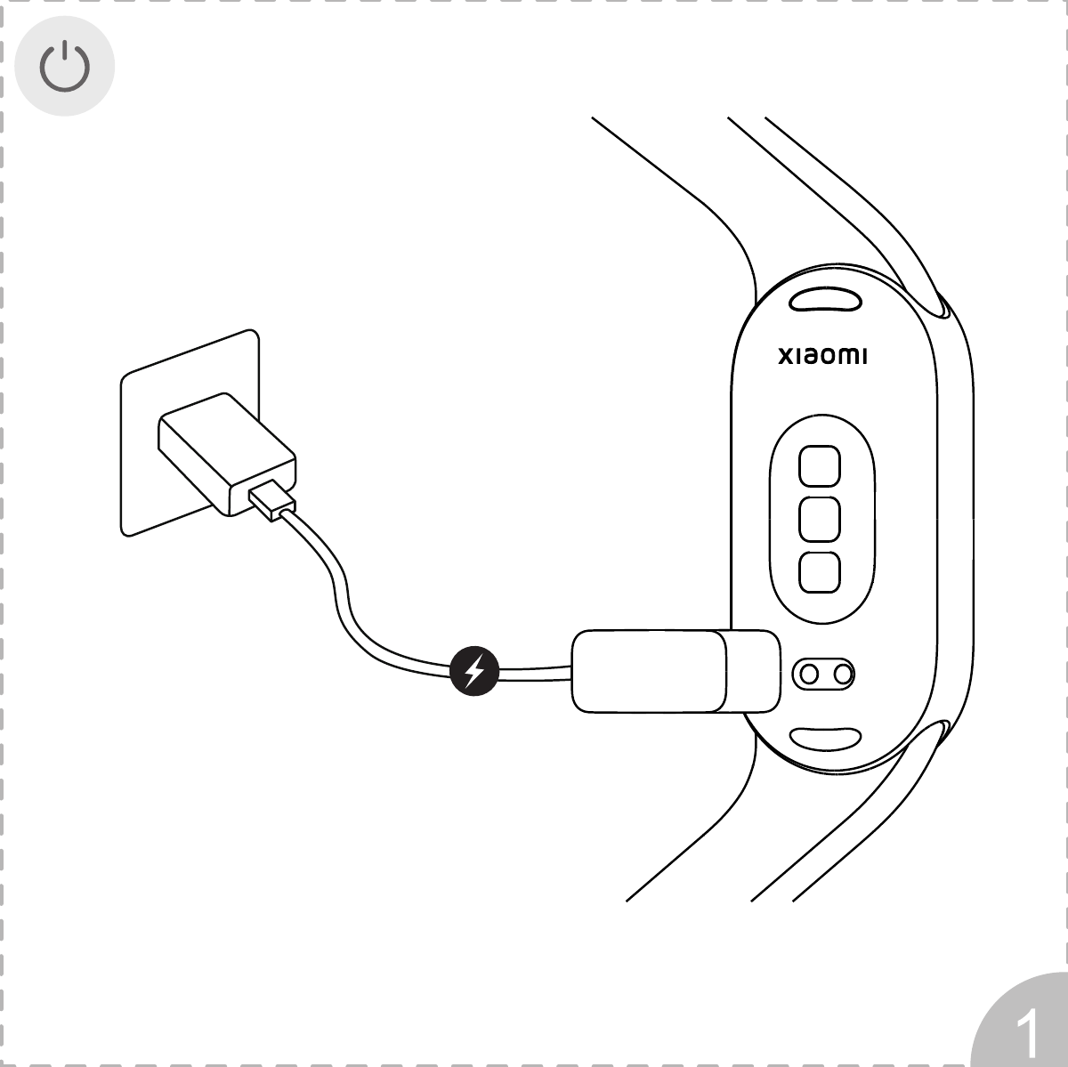 Расположение магнитного зарядного кабеля Xiaomi Smart Band 10
