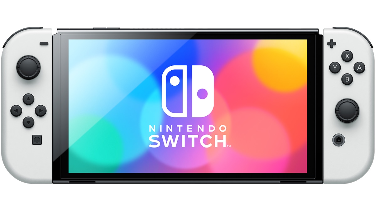 Nintendo Switch OLED с белыми Joy-Con: встроенный экран в портативном режиме
