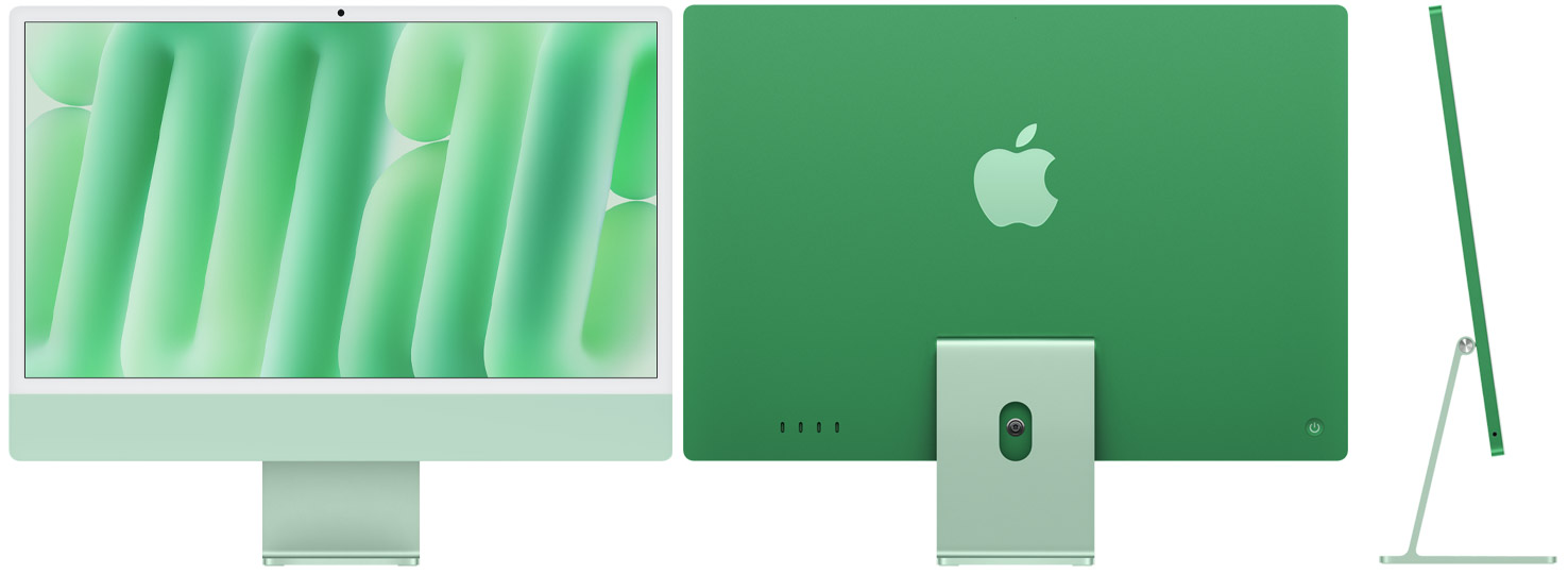 iMac M4 Green: корпус спереди, сзади и сбоку