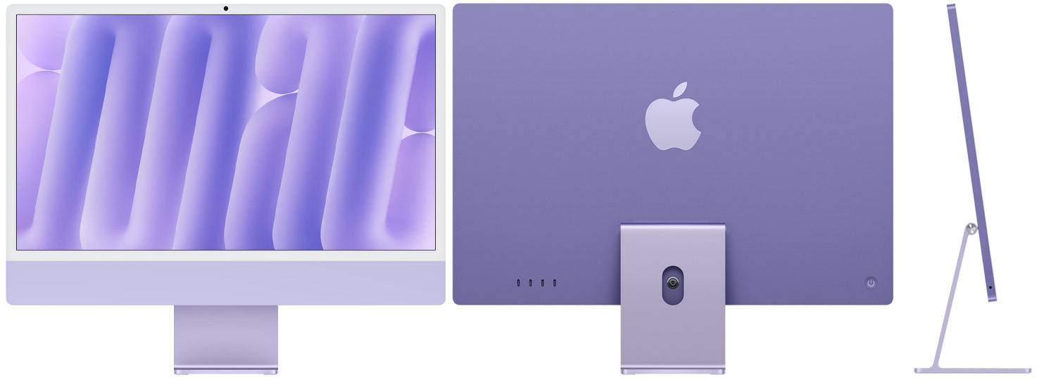 iMac M4 Purple: корпус спереди, сзади и сбоку