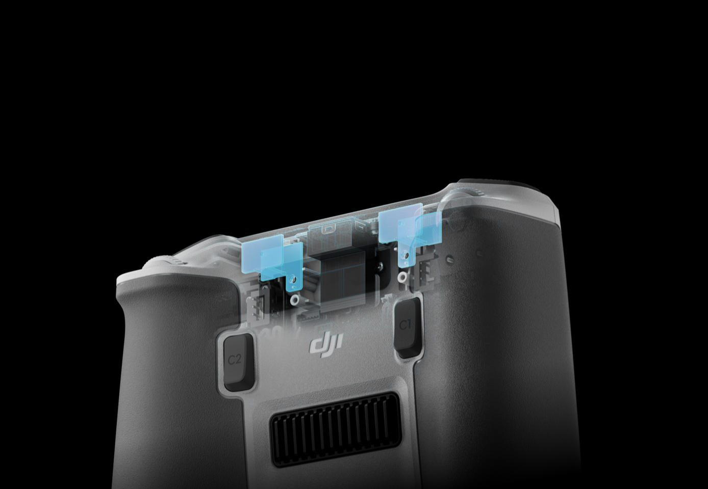 Иллюстрация расположения встроенных антенн DJI RC