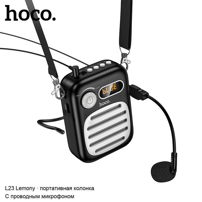 Верхние органы управления и подключённый проводной микрофон чёрной Hoco L23