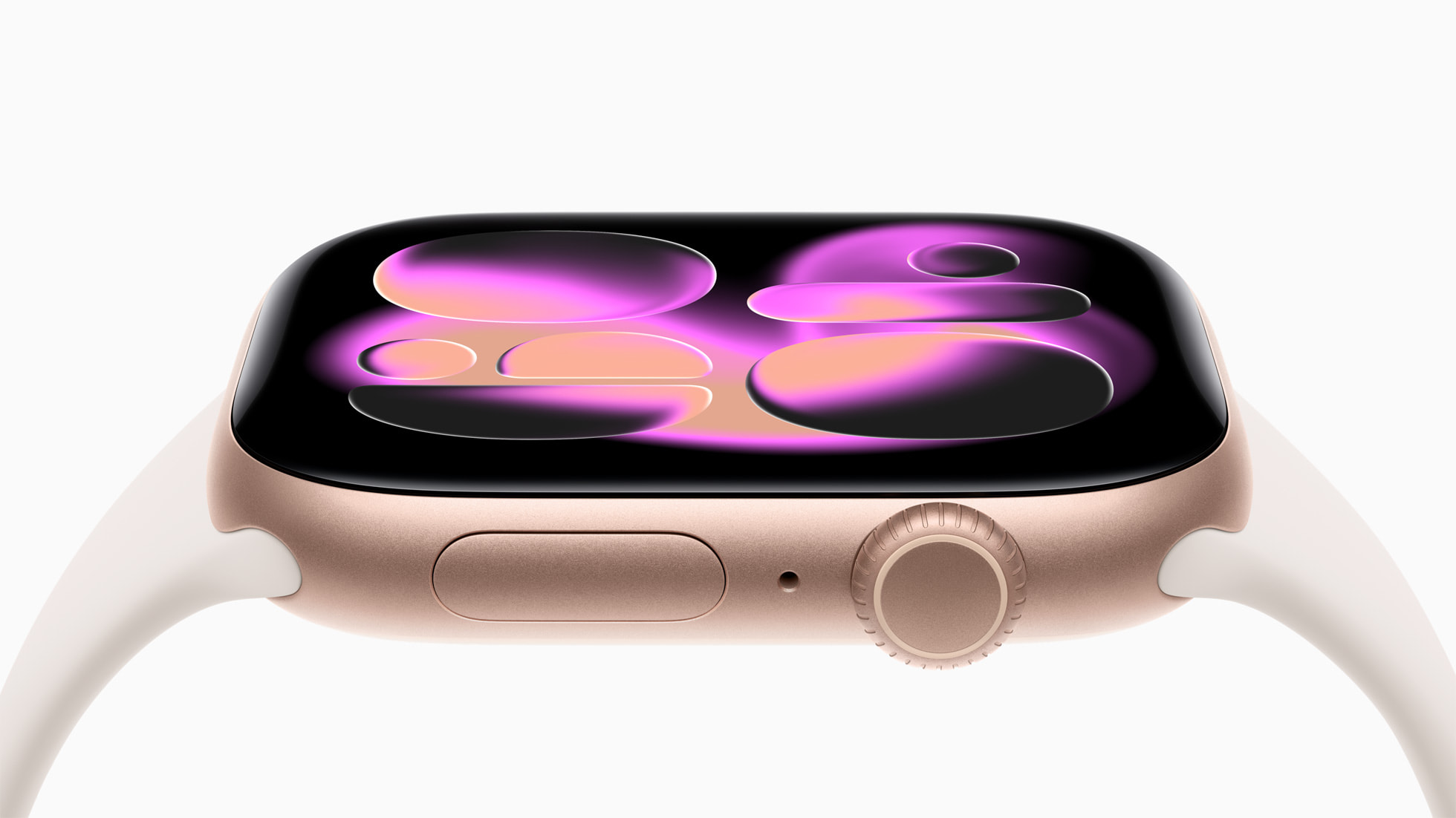 Боковой вид Apple Watch Series 11 с тонким корпусом и дисплеем