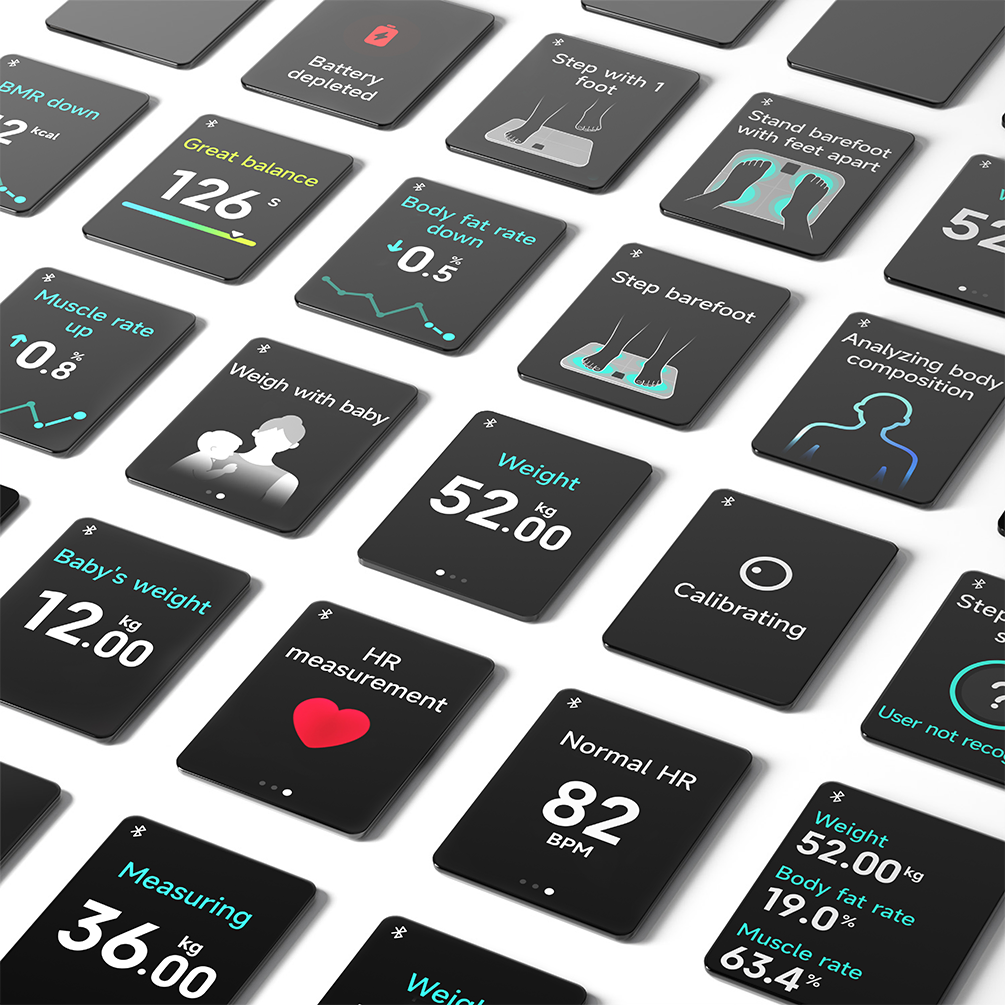 Экраны Xiaomi Mijia Body Composition Scale S400 Pro с показателями измерений