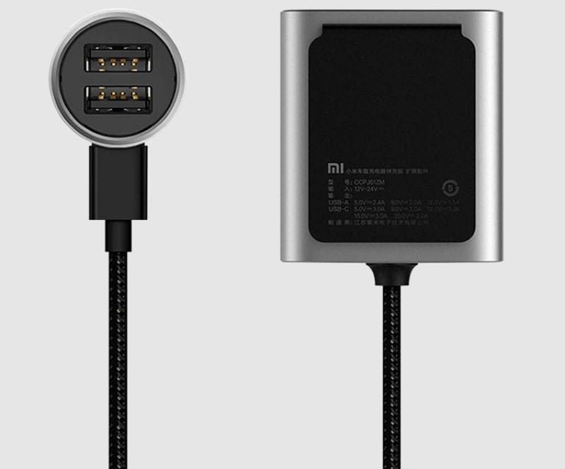 13 Удлинитель с дополнительными разъемами для Xiaomi Car Charger QC 3.0 USB-A + USB-C (CCPJ01ZM) (Silver).jpg