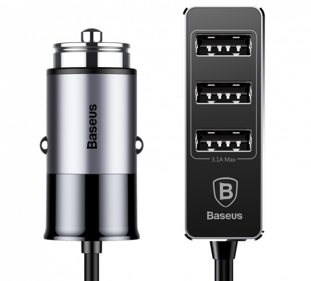 11 Автомобильная зарядка Baseus 3X USB Output Patulous Car Charger Grey.jpg