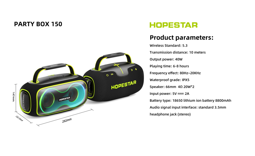 11 Колонка портативная HopeStar PartyBox 150 Зеленый.jpg