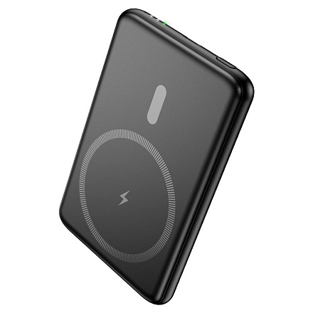 Магнитный внешний аккумулятор Hoco J140A Tony, 5000 мАч, USB-C 20 Вт, беспроводная зарядка 15 Вт, чёрный