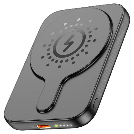 Магнитный внешний аккумулятор Hoco J117 Esteem, 5000 мАч, USB-C PD 20 Вт, беспроводная зарядка 15 Вт, чёрный