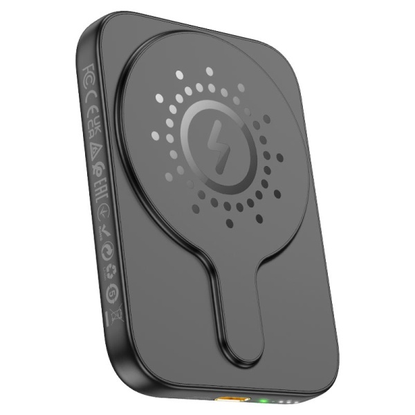Магнитный внешний аккумулятор Hoco J117 Esteem, 5000 мАч, USB-C PD 20 Вт, беспроводная зарядка 15 Вт, чёрный