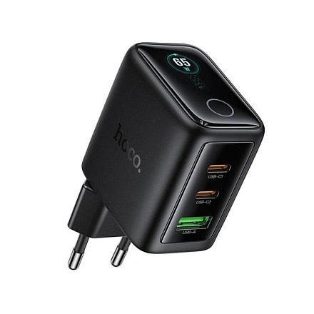 Сетевое зарядное устройство Hoco N79 Sapiencia, GaN, PD 65 Вт, 2 USB-C и USB-A, TFT-дисплей, EU, чёрное
