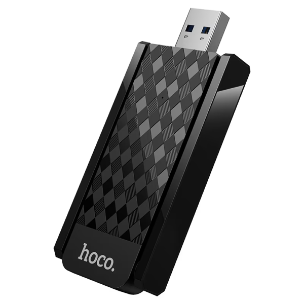 USB Wi-Fi-адаптер Hoco HI34, Wi-Fi 6, 2,4/5 ГГц, две поворотные антенны, чёрный