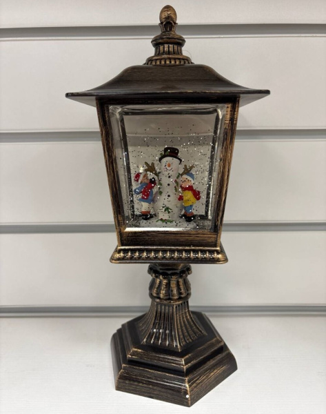 Фонарь новогодний 30см Снеговик и Дети