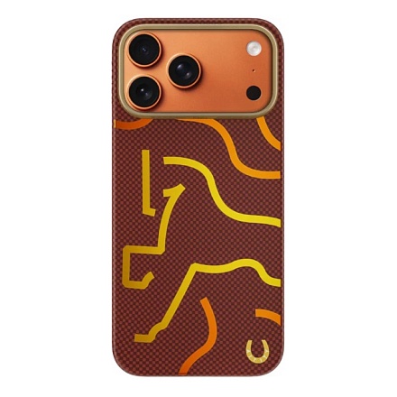 Чехол AIRITY Horse Aramid Fiber Case для iPhone 17 Pro Max Красный карбон