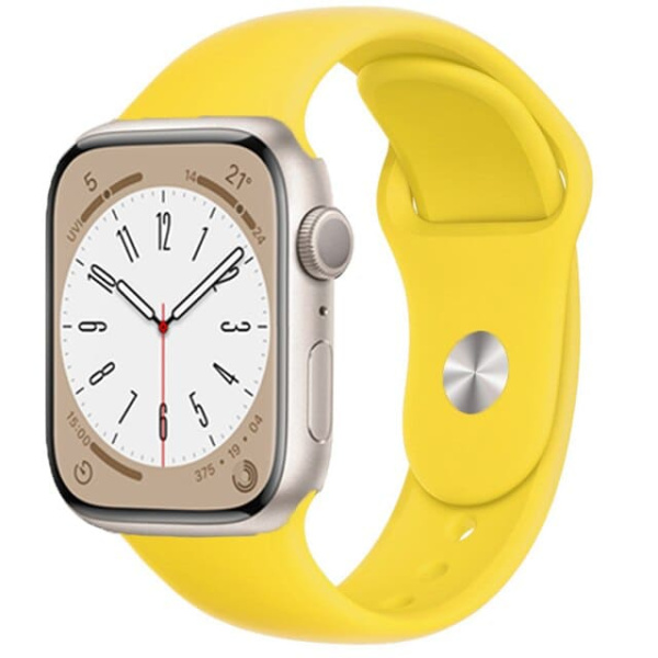 Ремешок силиконовый Sport для Apple Watch 38/40/41 мм, 225мм, на кнопке, золотистый