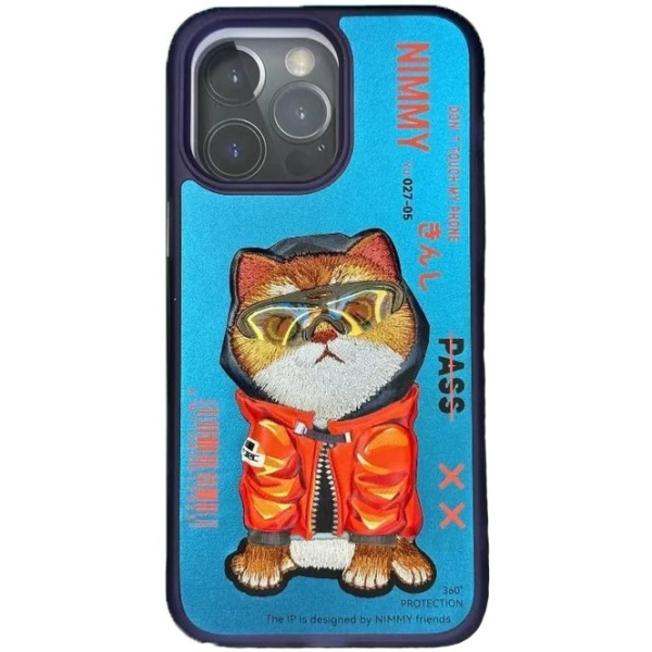 Чехол накладка Nimmy Case для iPhone 14 Pro Синий с котом