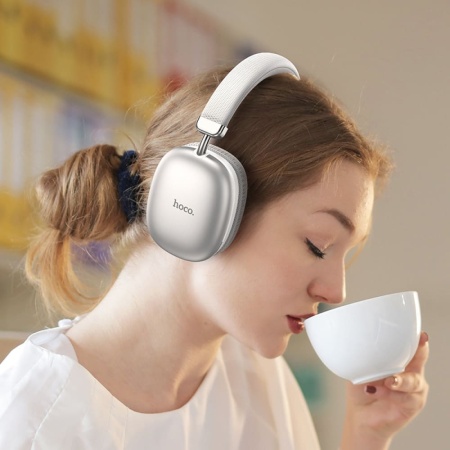 Беспроводные наушники накладные Hoco W35, Bluetooth, 400 мАч, серебристый