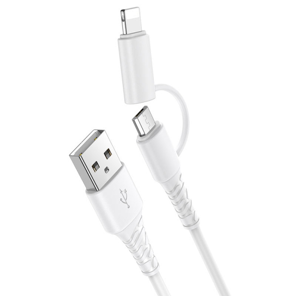 Кабель USB HOCO X54 Cool USB - MicroUSB + Lightning (Белые)