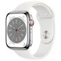 Смарт-часы Apple Watch S8, 45 mm, корпус из алюминия серебристого цвета, спортивный ремешок «White»