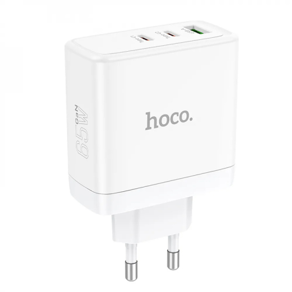 Сетевое зарядное устройство Hoco N30 Three-port PD65W Type-C+Type-C+USB-A (Белый)