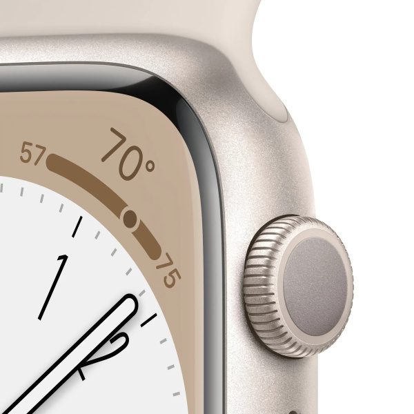 Смарт-часы Apple Watch S8, 45 mm, корпус из алюминия цвета «сияющая звезда», спортивный ремешок «сияющая звезда»