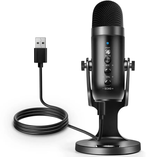 Микрофон универсальный кардиоидный JMARY MC-PW8, USB/Type-C+Jack 3.5 mm, черный