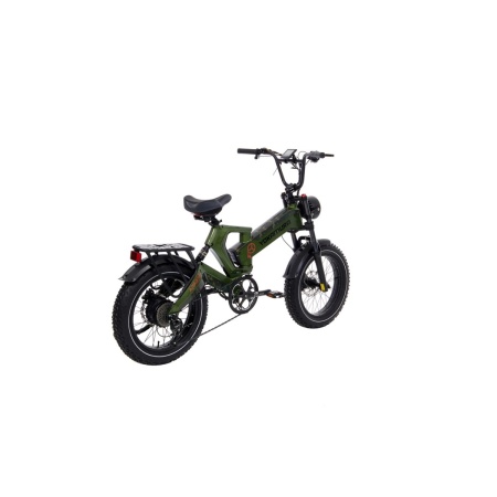 Электровелосипед Yokamura Apache 48V 20Ah Military Green — вид сзади в три четверти