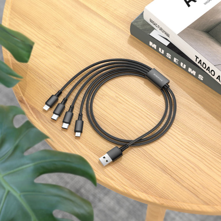 Кабель Borofone 4 in 1 BX72 1m (2x Type-C - Micro-USB - Lightning) (Black)
