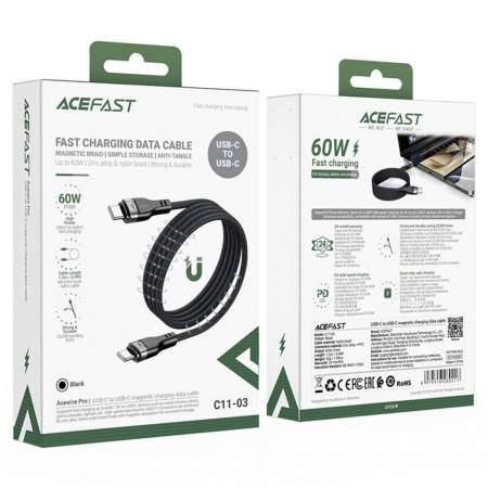 Кабель AceFast C11-03 USB-C magnetic Black
