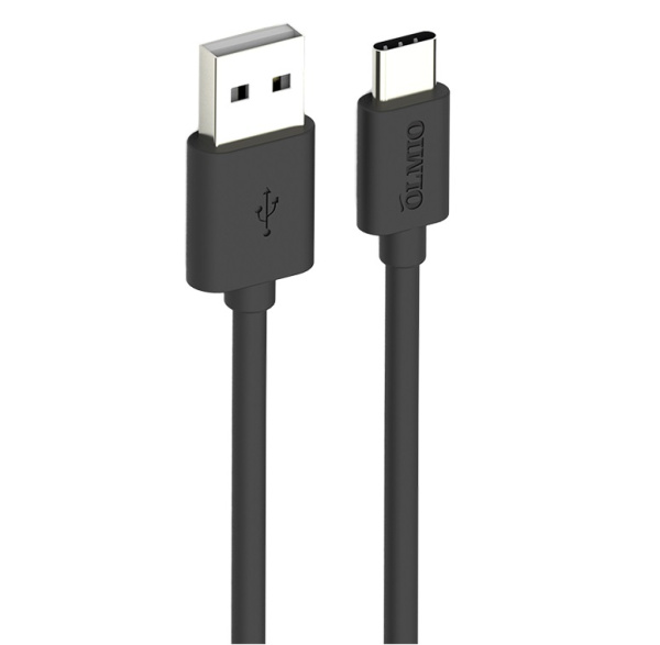 Кабель OLMIO USB 2.0 - USB type-C, 1м, чёрный